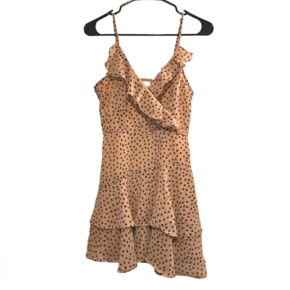 Japna Tan Colored Polka Dot Dress Romper size M Spring Summer - Picture 7 of 7